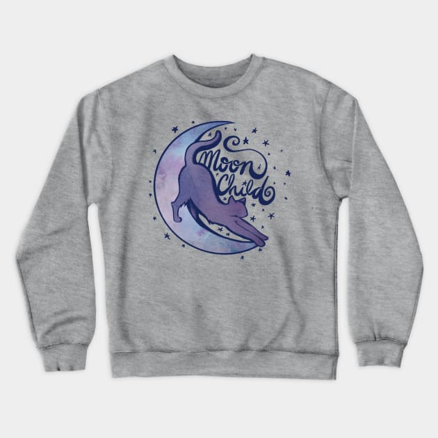 MoonChild Cat Moon Crewneck Sweatshirt by bubbsnugg